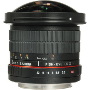  Samyang 8mm f/3.5 HD Fisheye Lens with Removable Hood for Canon 