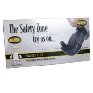 The Safety Zone 5 Mil Black Nitrile Powder Free Gloves, 100/Box, Medium: Picture 1 regular