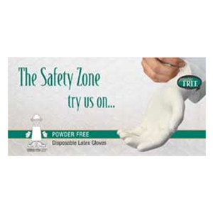  The Safety Zone Powder-Free Latex Gloves, Rolled Cuff, Non-Medical, 100/Box, 10/Case, X-Large 