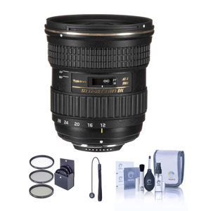 Tokina 12-28mm f/4.0 AT-X Pro APS-C Lens for NIKON - Bundle - With Pro-Optic 77 Filter Kit (UV, Slim CPL, Neutral Density 2 (ND2)), Cleaning Kit, CapKeeper 2 (Model CK-2) Lens Cap Leash