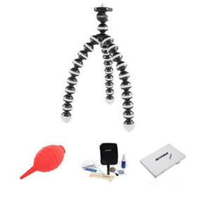  Joby GP1 Gorillapod Mini Tripod / Grip Kit, Black/Gray with Professional Lens Cleaning Kit, Adorama Hurricane Blower, Digital Memory Wallet 