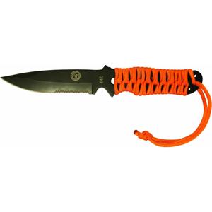  UST SaberCut ParaKnife 4.0, Half Serrated Drop Point Fixed Knife Blade, Orange 