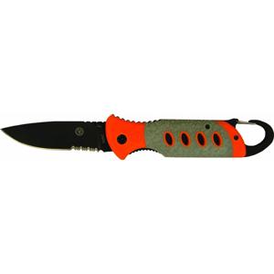  UST SaberCut 3.5 Folding Knife, Half Serrated Drop Point Blade, Orange 