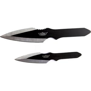  UZI 8" and 6" Throwing Knife with Stainless Steel Blade, Set of 2, Black/Silver 