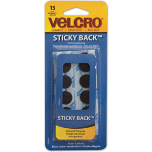 Velcro 5/8" Black Sticky Back Hook and Loop Dot Fasteners 90069