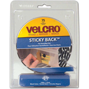 Velcro 5/8" Black Sticky Back Hook and Loop Dot Fasteners 90089