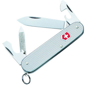  Victorinox Swiss Army 84mm/3.31in Cadet Pocket Knife, Silver Alox Ribbed 