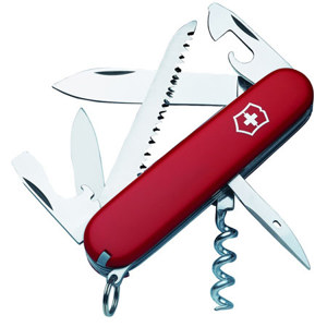  Victorinox Swiss Army 91mm/3.58in Camper Pocket Knife, Red 