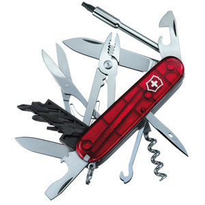  Victorinox Swiss Army 91mm/3.58in CyberTool 34 Translucent Pocket Knife, Ruby 