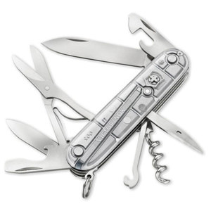  Victorinox Swiss Army 91mm/3.58in Silver Tech Climber Pocket Knife, Silver Translucent 