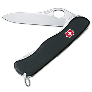  Victorinox Swiss Army 111mm/4.37in One-Hand Sentinel (Fine Edge Blade) Lockblade Knife, Black 