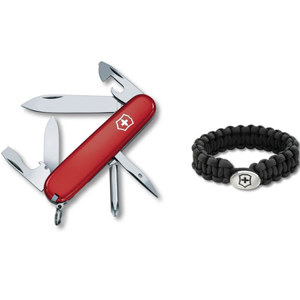  Victorinox Swiss Army Tinker Red Pocket Knife & Paracord Bracelet Combo Set 