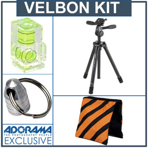  Velbon Ultra LUXi-L Aluminum Tripod with Quick Release PHD-41Q Pan/Tilt Head Kit, with Double Bubble Level, Tripod Hanger, Weight Sand Bag.(Empty) 