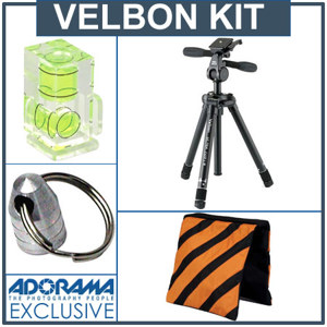  Velbon Ultra LUXi-M Tripod w/ 3-Way Pan/Tilt Head Kit. with Double Bubble Level, Tripod Hanger, Weight Sand Bag.(Empty) 