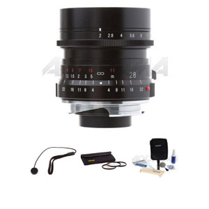  Voigtlander Ultron 28mm f/2.0 Lens with Leica M Mount - Black - Bundle - with Tiffen 46mm Photo Essentials Filter Kit, Lens Cap Leash, Professional Lens Cleaning Kit 
