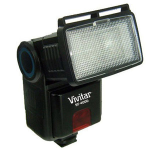  Vivitar SF4000 Shoe Mounted Bounce Zoom Slave Flash for Digital SLR Cameras 