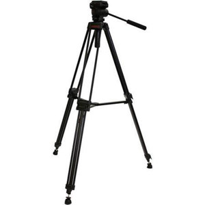  VariZoom VZ-TK65 2-Stage Aluminum Tripod with 65mm Ball-Leveling Fluid Head, Supports 7 lbs., Max. Height 59" 