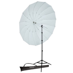 Westcott 7 foot White Diffusion Parabolic Umbrella Speedlite Kit with Adjustable Shoe Mount Bracket, Travel Case, 8 foot Light Stand 