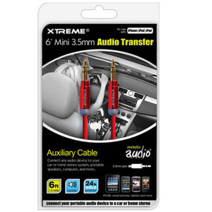 Xtreme Cables 6ft Metallic 3.5mm Mini Audio Transfer Cable 50901