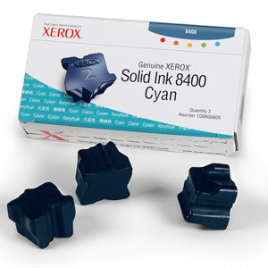  Xerox 108R00605 Cyan Solid Ink Sticks for Phaser 8400 Series Printer, Three Sticks, 3400 Pages Yield 