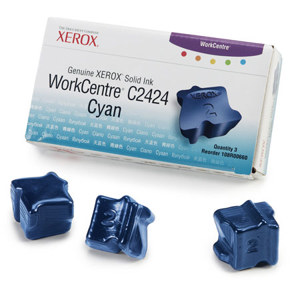  Xerox 108R00660 Cyan Solid Ink for WorkCentre C2424 Series Printer, 3 Sticks, 3400 Pages Yield 