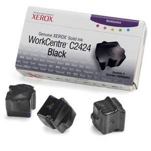  Xerox 108R00663 Black Solid Ink for WorkCentre C2424 Series Printer, 3 Sticks, 3400 Pages Yield 