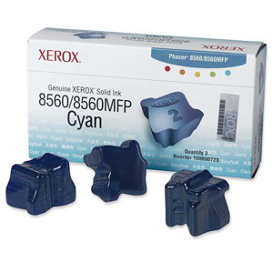  Xerox 108R00723 Cyan Solid Ink for Phaser 8560MFP/ 8560 Series Printer, 3 Sticks, 3400 Pages Yield 