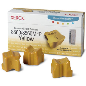  Xerox 108R00725 Yellow Solid Ink for Phaser 8560MFP/ 8560 Series Printer, 3 Sticks, 3400 Pages Yield 