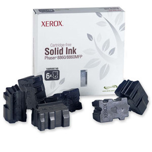  Xerox 108R00749 Black Solid Ink for Phaser 8860MFP/8860 Series Printer, 6 Sticks, 14000 Pages Yields 