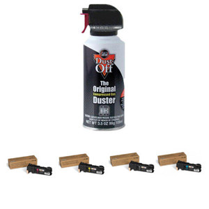  Xerox Complete Set of High Capacity Cyan/ Magenta/ Yellow (2500 pages ea.) and Black Toner (3000 page yield) Cartridges with Falcon Dust-Off Junior 3.5 Oz. Spray Can, for Phaser 6500 and WorkCentre 6505 Series Printer 