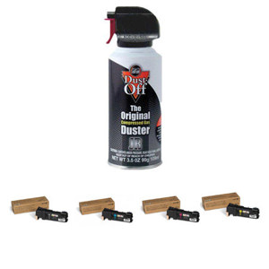 Xerox Complete Set of Standard Capacity Cyan/ Magenta/ Yellow (1000 pages ea.) and Black Toner (3000 page yield) Cartridges with Falcon Dust-Off Junior 3.5 Oz. Spray Can, for Phaser 6500 and WorkCentre 6505 Series Printer