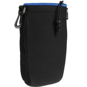  Zing Drawstring Lens Pouch Large - Black with Blue Top Hem (9" long/4.5" diameter) 