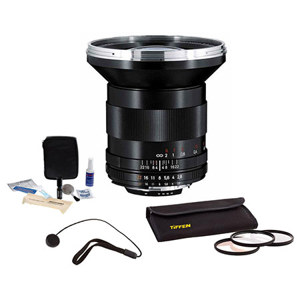  Zeiss 21mm f/2.8 Distagon T* ZF.2 Series Lens Kit for Nikon F Mount SLR Cameras, with Tiffen 82mm Photo Essentials Filter Kit, Lens Cap Leash, Professional Lens Cleaning Kit 