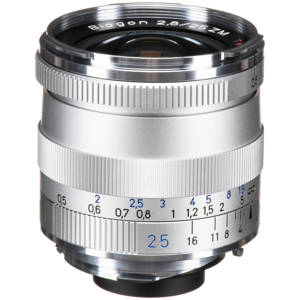  Zeiss 25mm f/2.8 T* ZM Biogon Lens, for  & Leica M Mount Rangefinder Cameras, Silver 