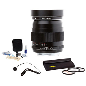  Zeiss 35mm f/2 Distagon T* ZE Manual Focus Standard Lens Kit, for Canon EOS SLR Cameras, with Tiffen 58mm Photo Essentials Filter Kit, Lens Cap Leash, Professional Lens Cleaning Kit 