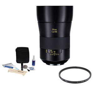  Zeiss OTUS 55mm F/1.4 Apo Distagon T* ZE Lens for Canon EOS Cameras - Bundle With Heliopan 77MM UV Filter, Cleaning Kit 