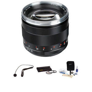  Zeiss 85mm f/1.4 Planar T* ZE Series Lens Kit, for Canon EOS Cameras with Tiffen 72mm Photo Essentials Filter Kit, Lens Cap Leash, Professional Lens Cleaning Kit, 