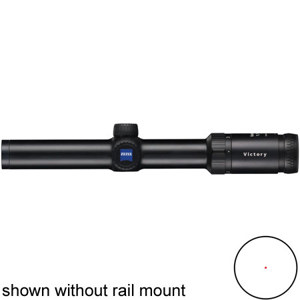  Zeiss 1.1-4x24mm iC T* Victory Varipoint Series Riflescope, Matte Black Finish with Illuminated # 0 Reticle, Hunting Turrets & Railmount, 30mm Tube 