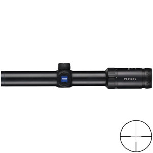  Zeiss 1.1-4x24mm T* Victory Varipoint Series Riflescope, Matte Black Finish with Illuminated # 60 Reticle & Hunting Turrets, 30mm Tube 