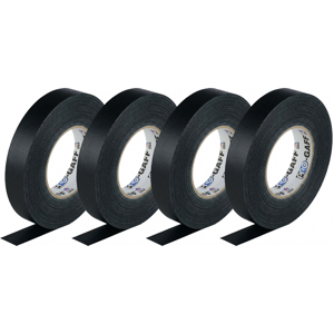  Adorama microGAFFER Tape 8 Yards x 1" - Black - Pack of 4 Rolls 