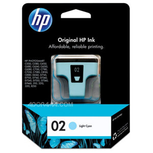  HP # 02 Light Cyan Ink Cartridge for many Photosmart Inkjet Printers, 4.5ml. 