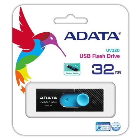 AData UV320 32GB USB 3.1 Flash Drive, Black/Blue