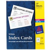 Avery Dennison Laser & Inkjet Index Cards, 50 Heavyweight Cardstock Sheets for 150 3" x 5" Cards