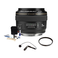 Canon EF 28mm f/1.8 USM AutoFocus Wide Angle Lens kit, USA with Tiffen 58mm UV Filter, Lens Cap Leash, Professional Lens Cleaning Kit