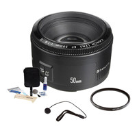 Canon EF 50mm f/1.8 II Standard AutoFocus Lens Kit, USA with Tiffen 52mm UV Filter, Lens Cap Leash, Professional Lens Cleaning Kit