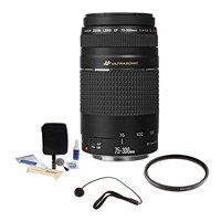 Canon EF 75-300mm f/4.0-5.6 III USM Autofocus Lens Kit. USA Warranty with Tiffen 58mm UV Filter, Lens Cap Leash, Professional Lens Cleaning Kit