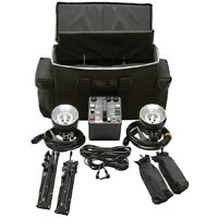 Dynalite RK5-1222 Kit, with 1-M500XL Power Pack, 2-RH1050 Flash Heads, Umbrellas, Light Stands,& Carry / Storage Case (M-512LPS)