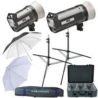 Elinchrom Digital Style 600RX /1200RX 1800ws, 2-Monolite Kit, with Reflectors, Umbrellas, Light Stands, Sync Cord & Cases