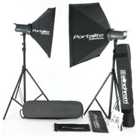 Elinchrom D-Lite 4 Compact Monolight Flash Kit, with Two 400 Watt Second Monolights, Stands, Softboxes & Carry Case.