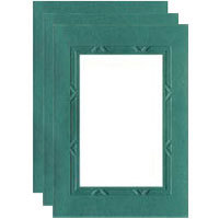 Collector's Gallery Embossed Green Geometric Photo Greeting Cards for Your 3.5"x5" or 4"x6" Picture, Pack of Three Cards.